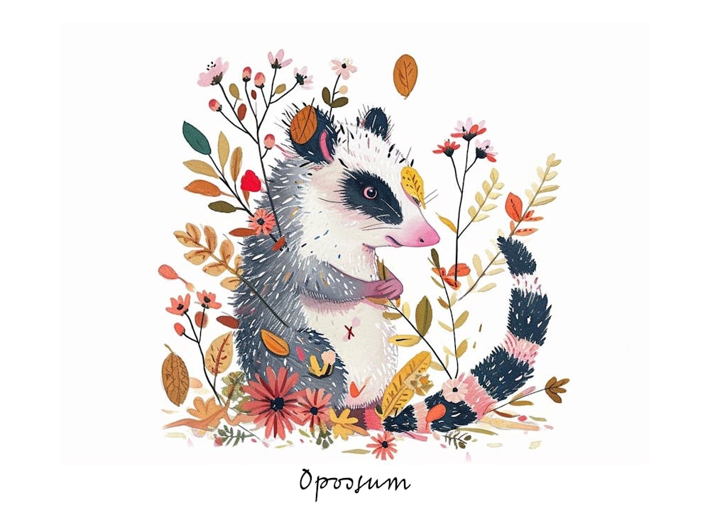 Little Floral Opossum 3 Poster