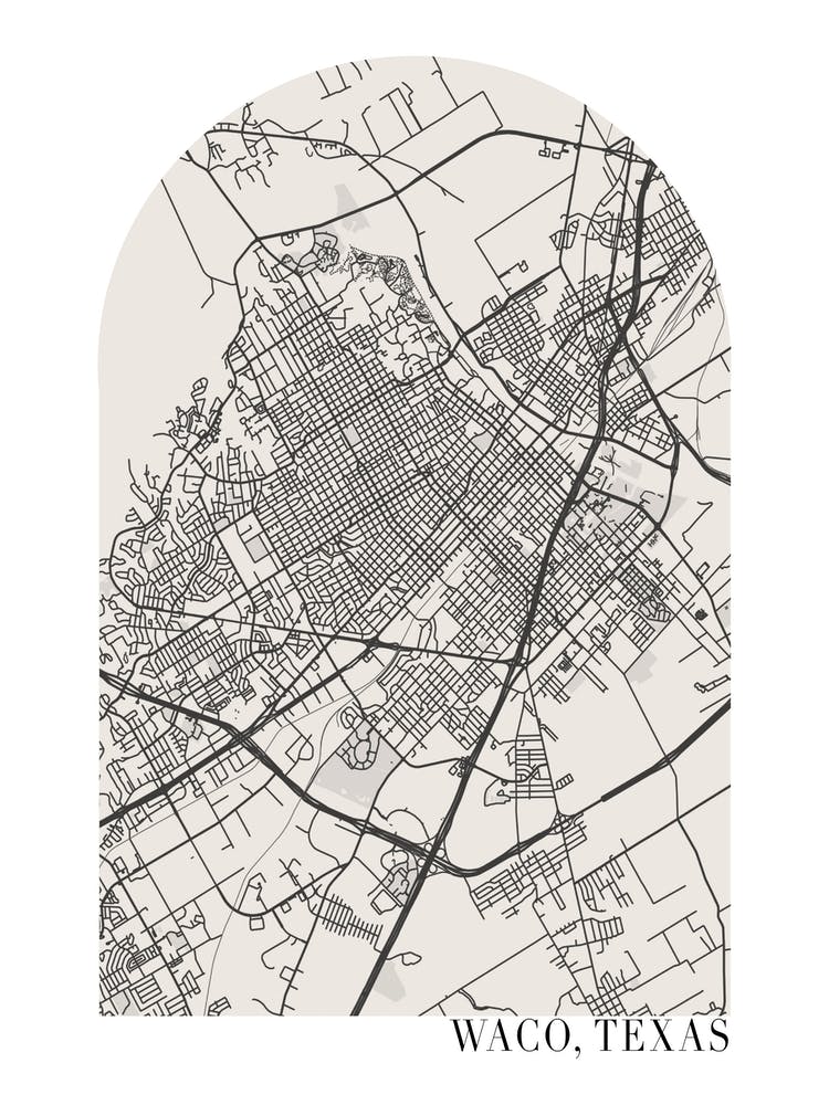 Waco Texas Boho Minimale Bogen Straßenkarte 1