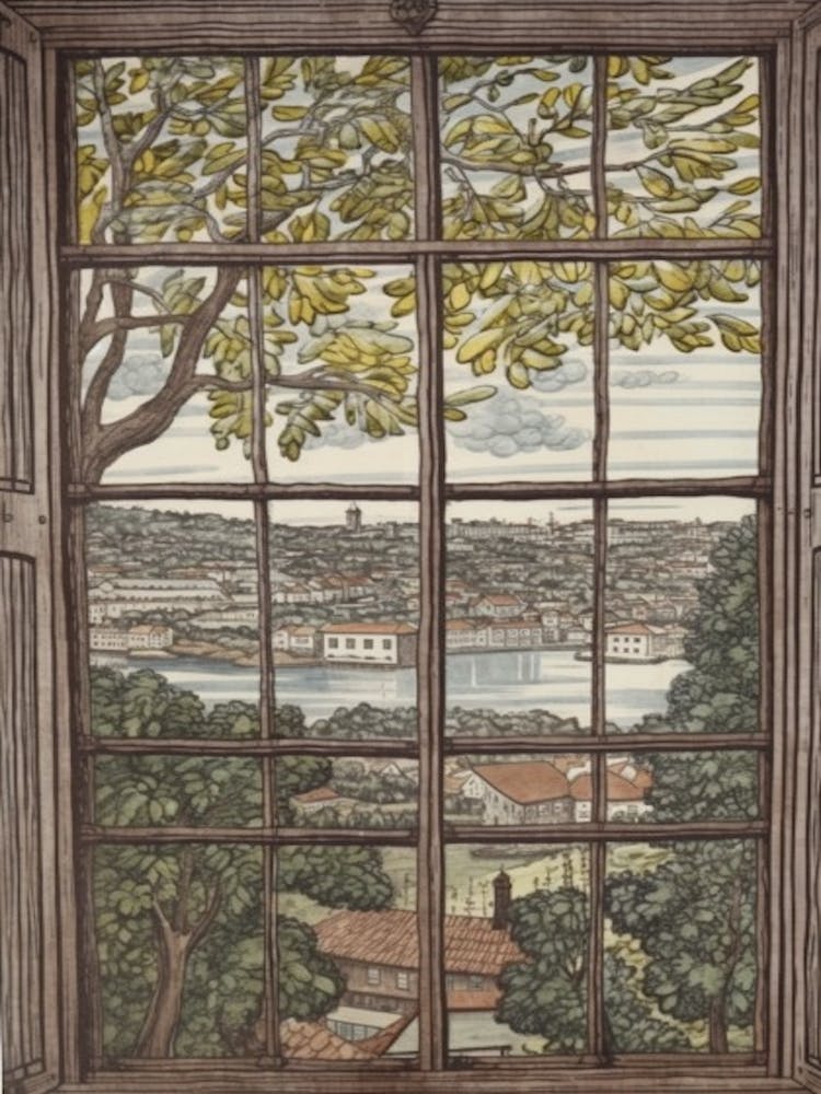 Window View Of Stockholm Sweden In The Style Of William Morris 2