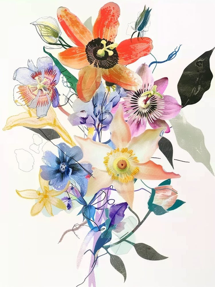 Passionflower 1 Collage Flower Bouquet