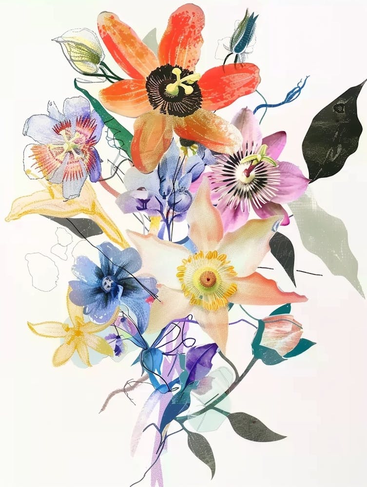 Passionflower 1 Collage Flower Bouquet