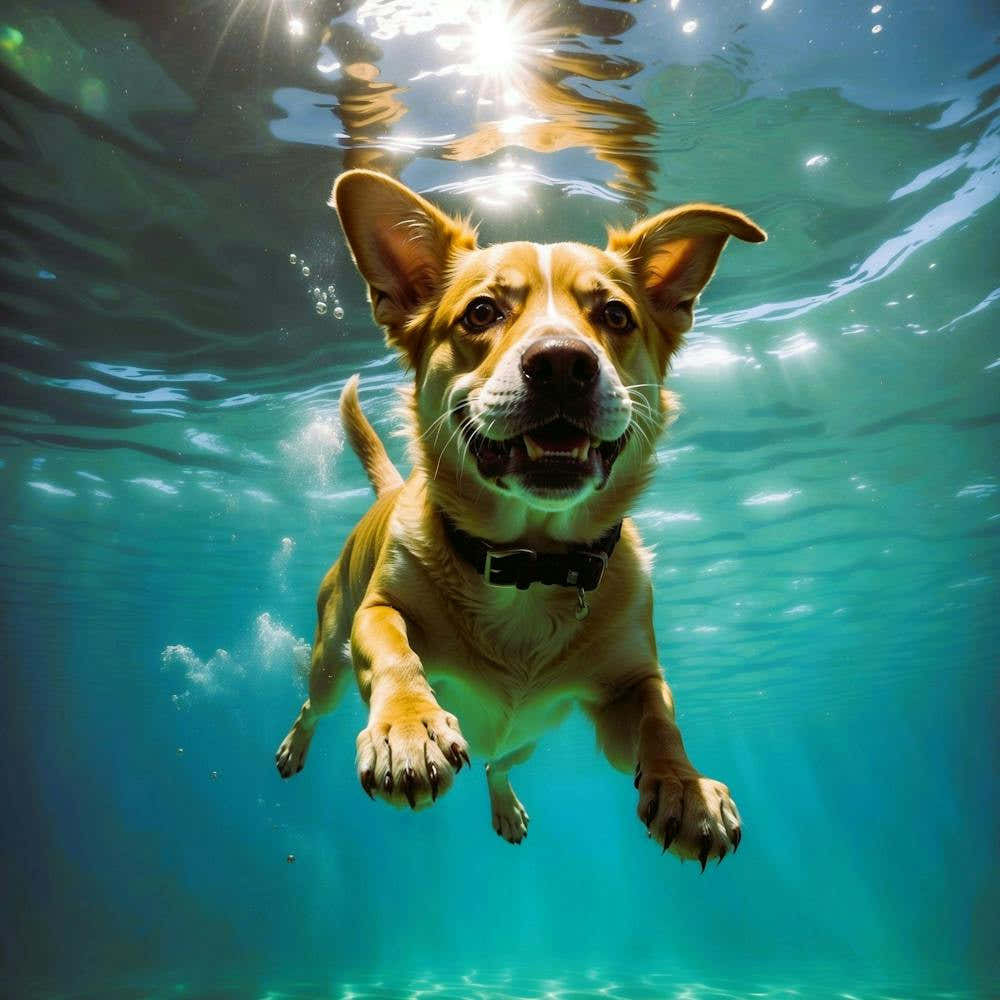 Dog Swimming Underwater