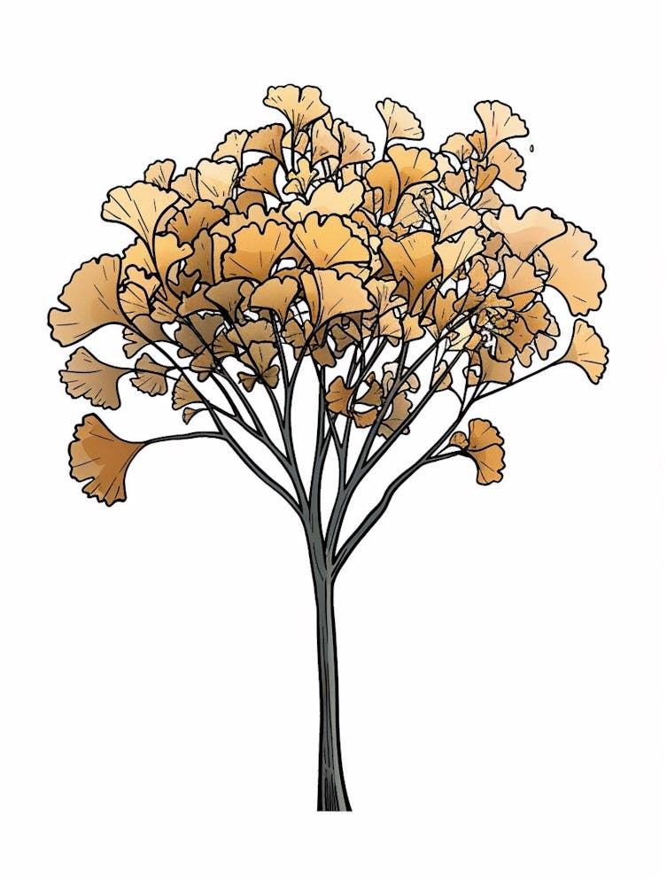 Ginkgo Tree Pixel Illustration 1