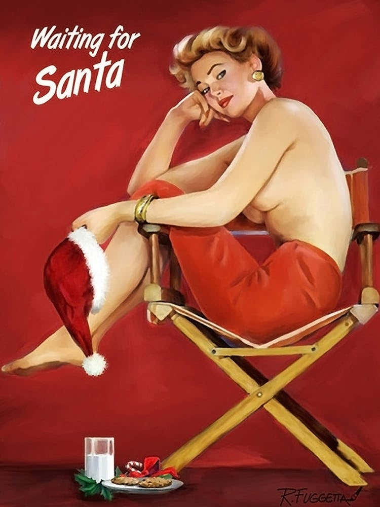 Pinup Sexy Girl Is Waiting For Santa