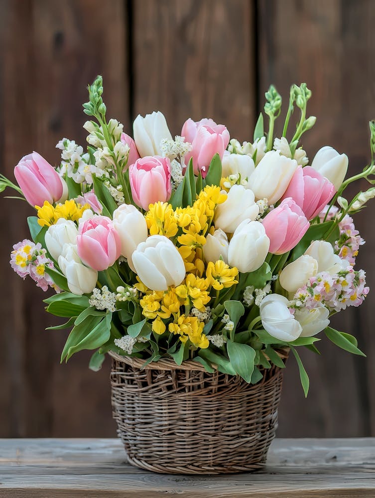 Tulips In A Basket