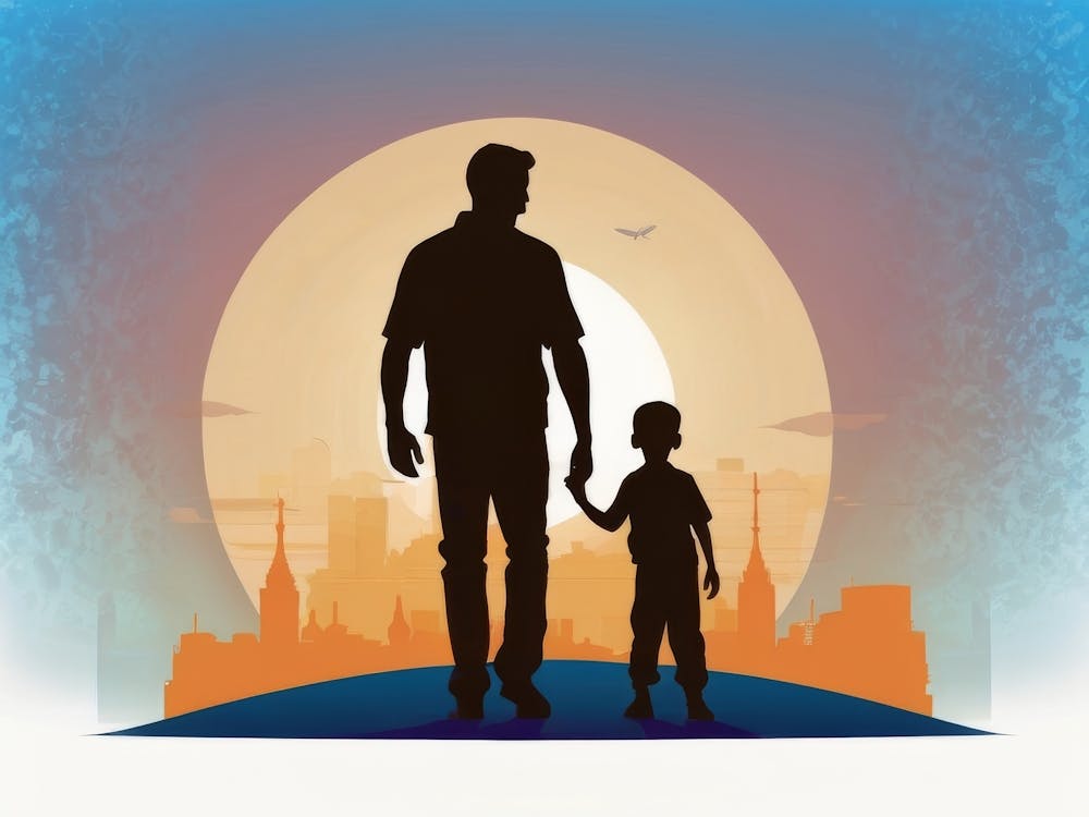 Silhouette Of A Father And Son Father's Day