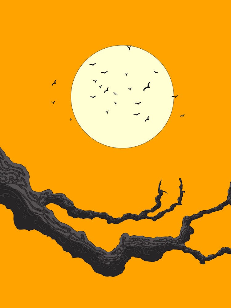 Winter Branch And Full Moon