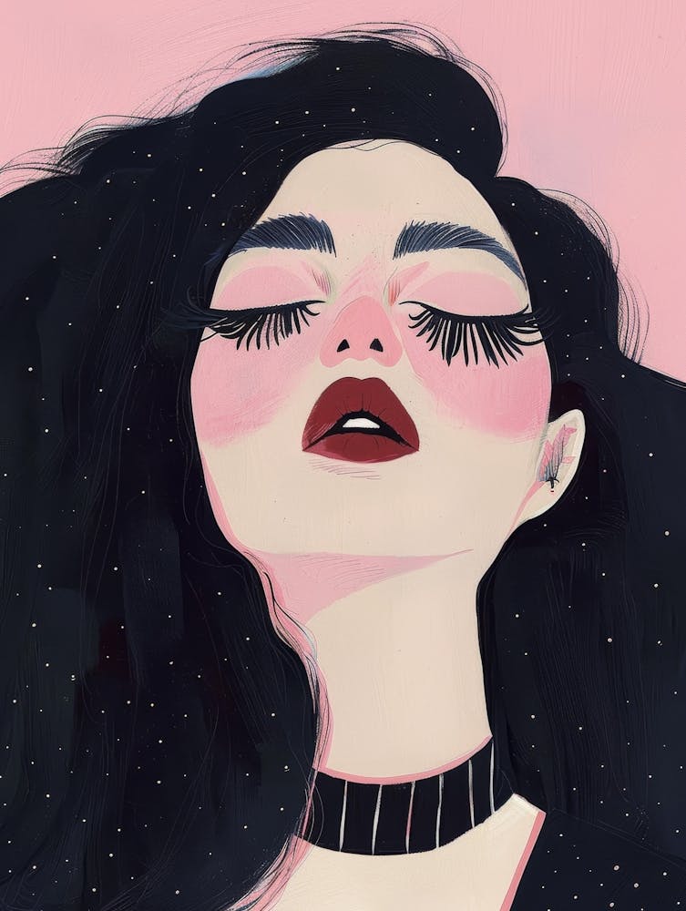 Illustration Of A Girl With Black Hair