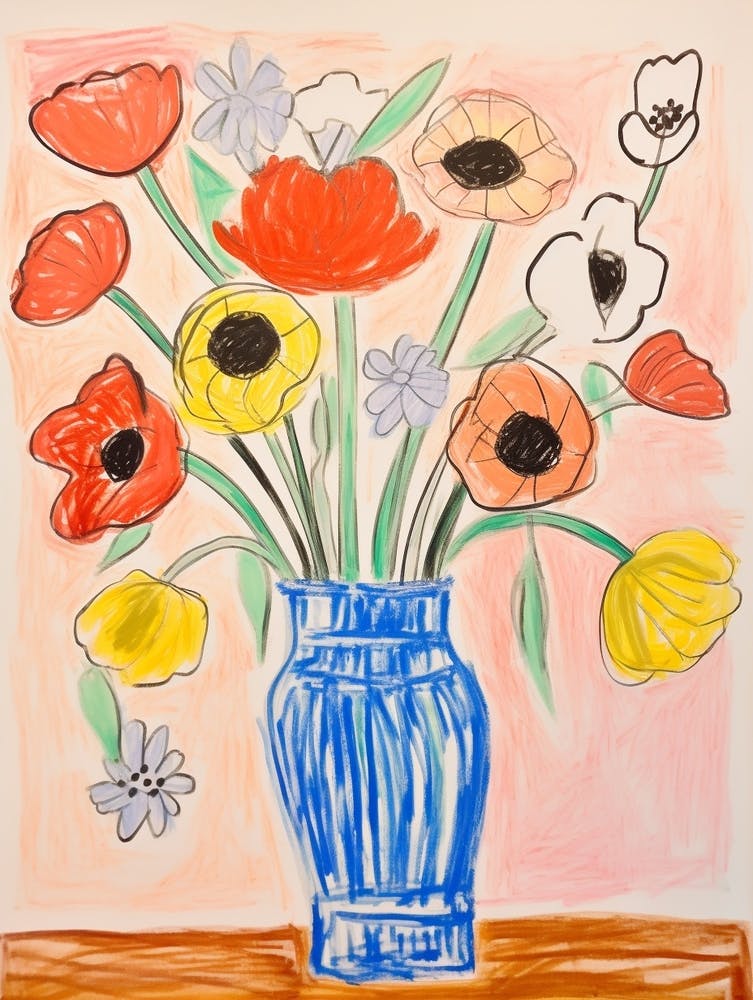 Blumen Gemälde Fauvistischer Stil Mohn 2