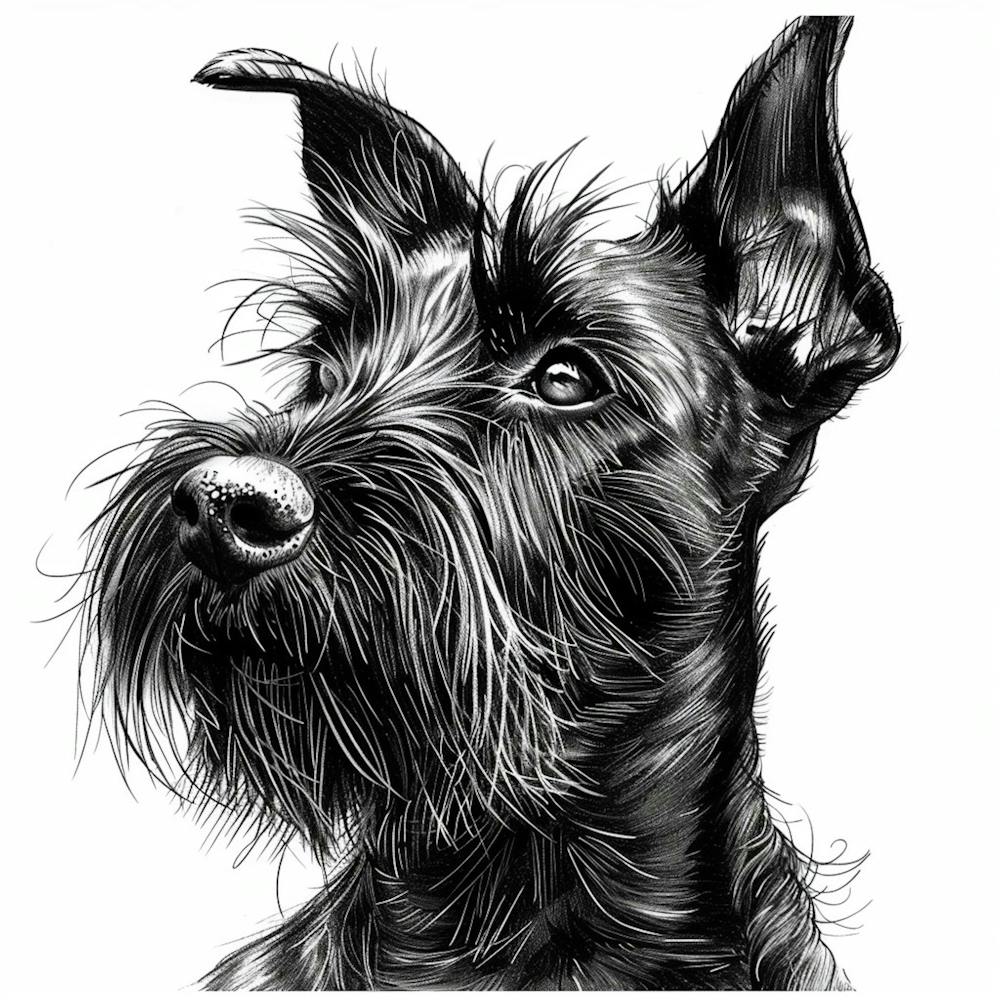 Cesky Terrier Dog Line Sketch 2