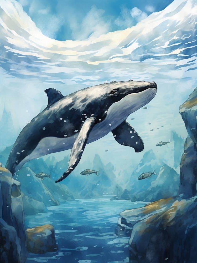 Minke Whale Realistic Illustration 1