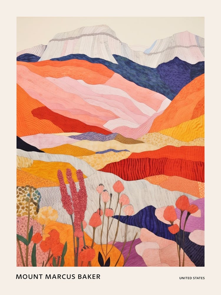 Mount Marcus Baker United States 1 Colourful Mountain Illustration Poster