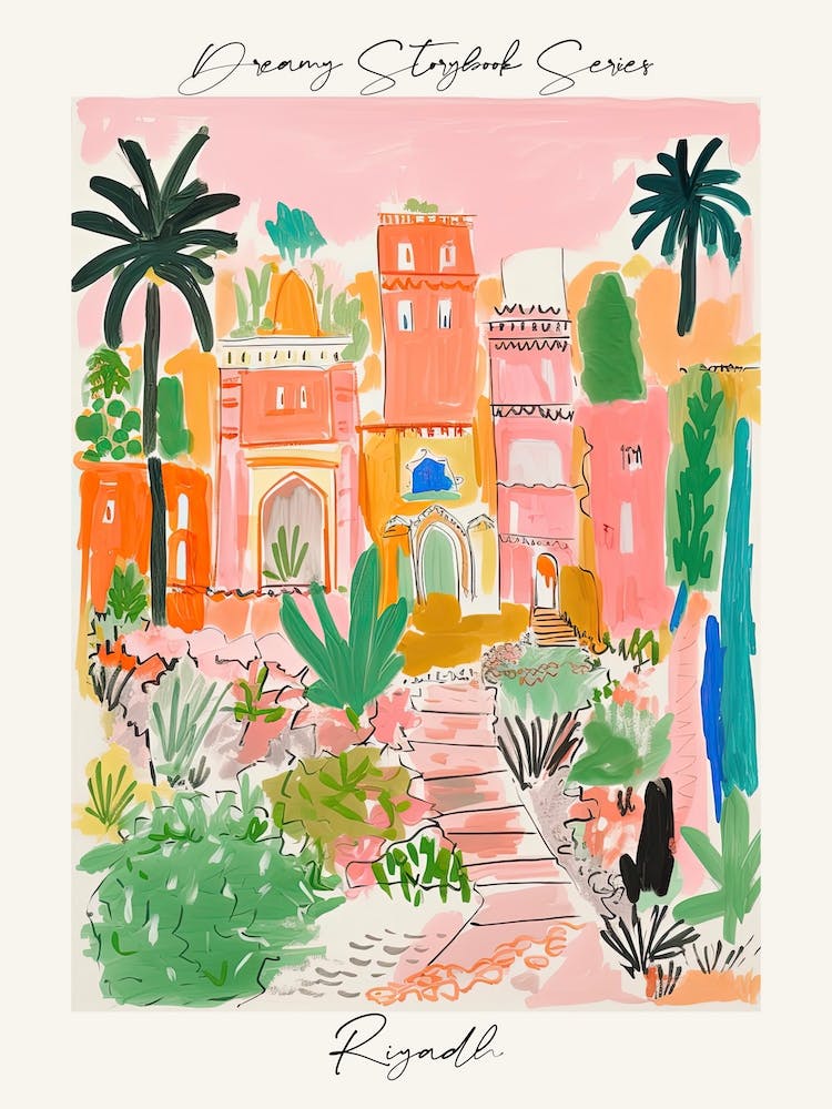 Poster Of Riyadh, Dreamy Storybook Illustration 2