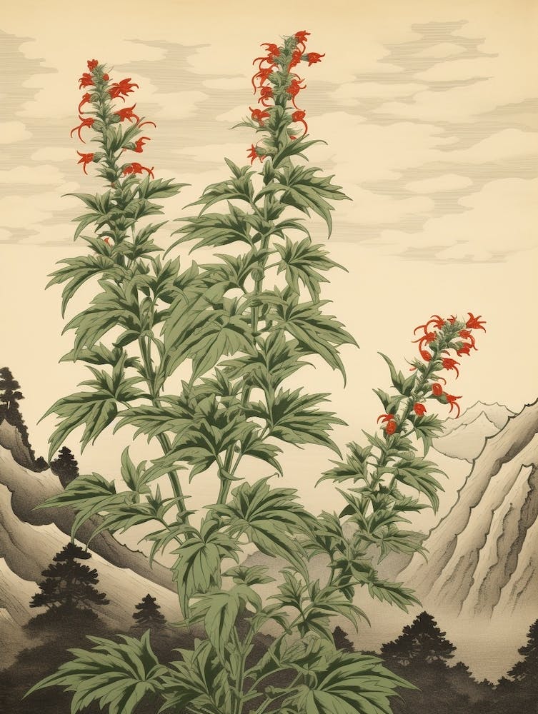 Yomogi Japanese Mugwort 1 Japanese Botanical Illustration