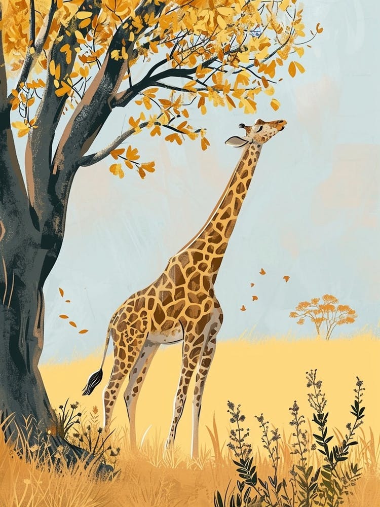 Giraffe, die nach den Blättern greift 1