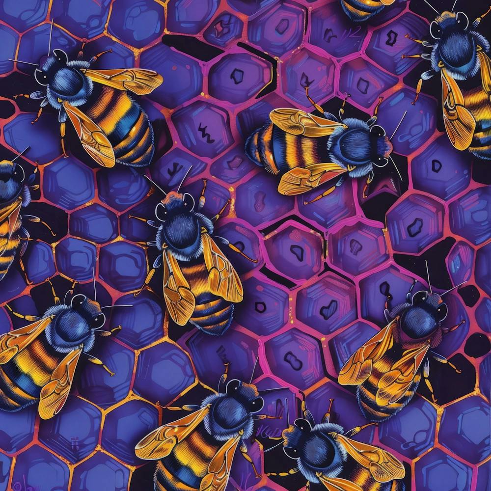 Bees on purple