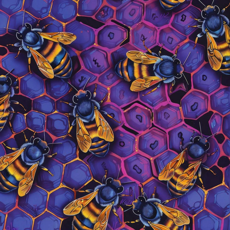 Bees on purple