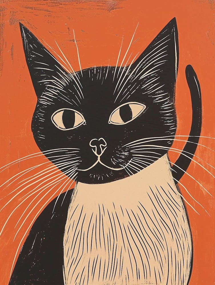 Chat Siamois Illustration en Relief 2