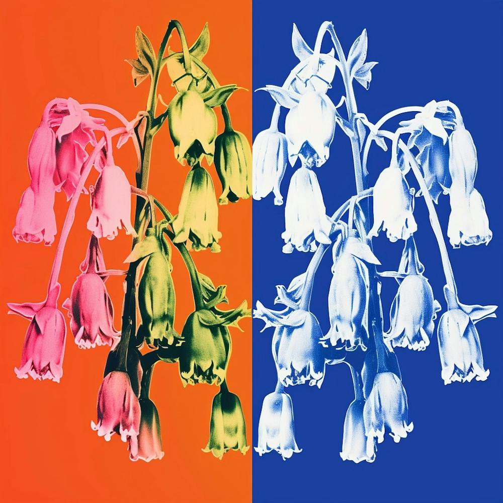 Andy Warhol Style Pop Art Flowers Bluebell 2 Square