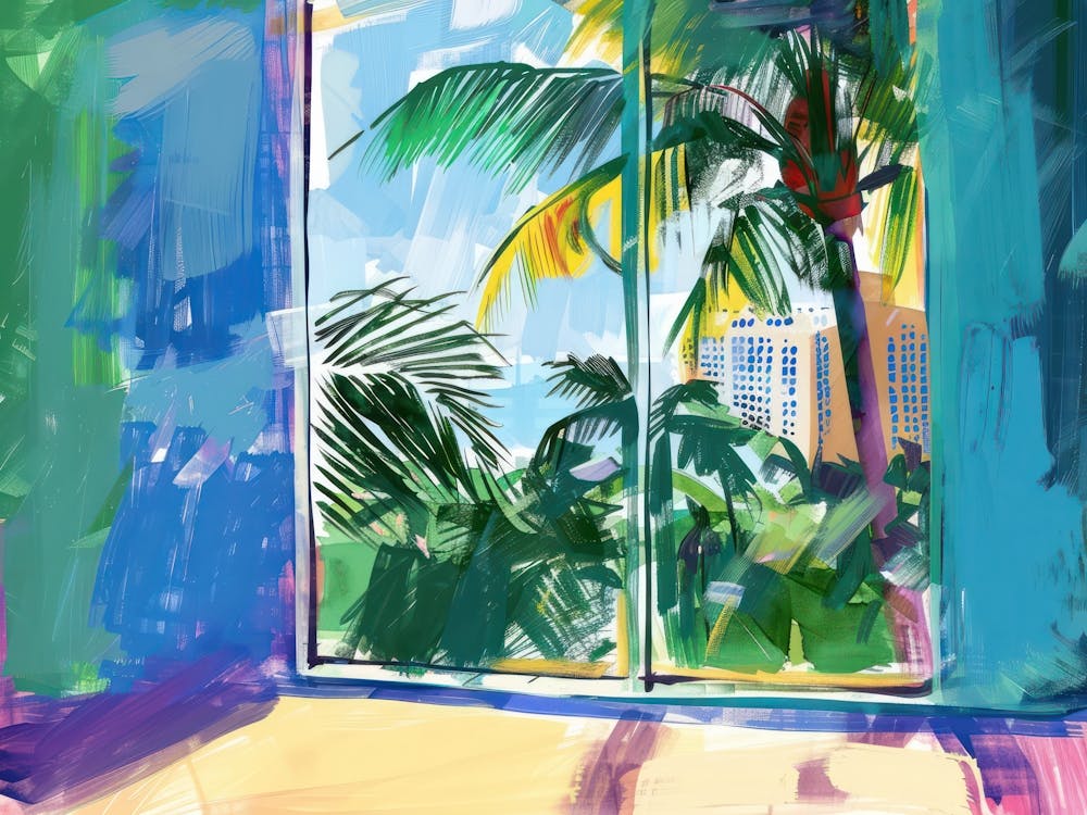 Miami From The Window View Painting 3