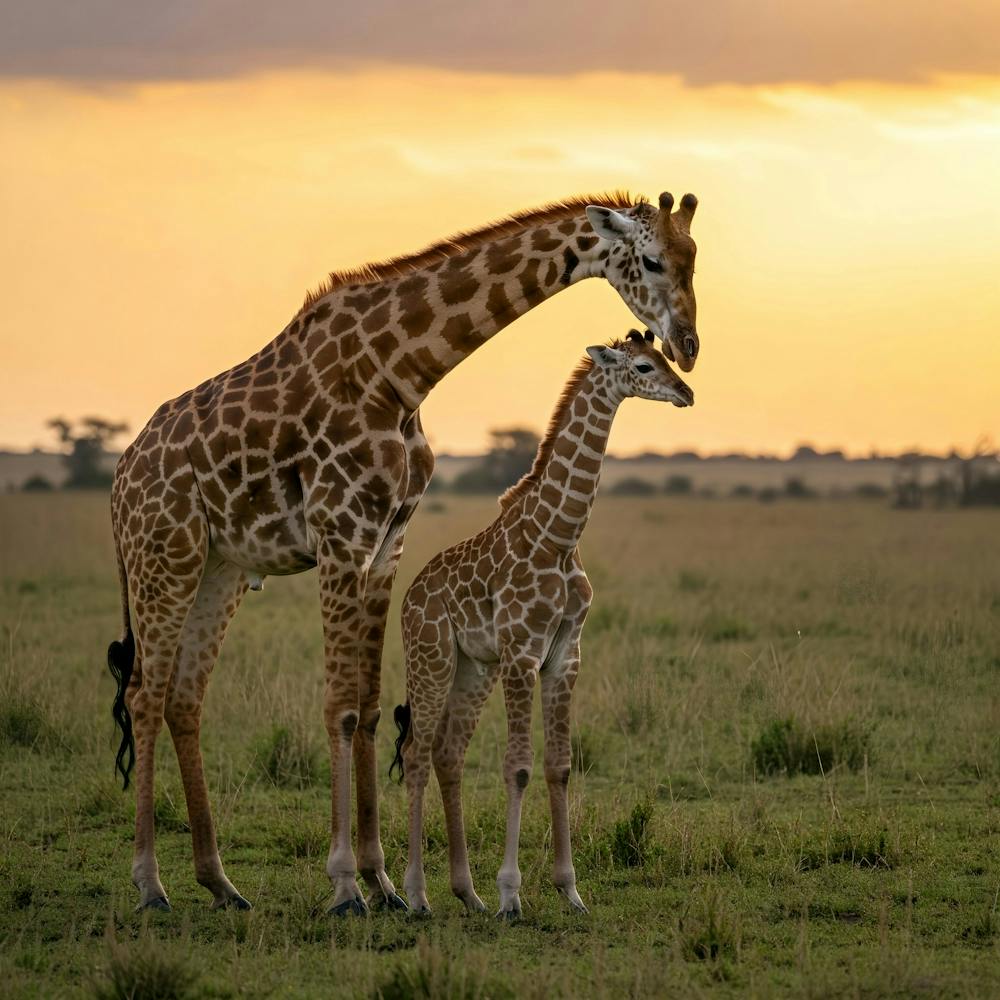Giraffes At Sunset