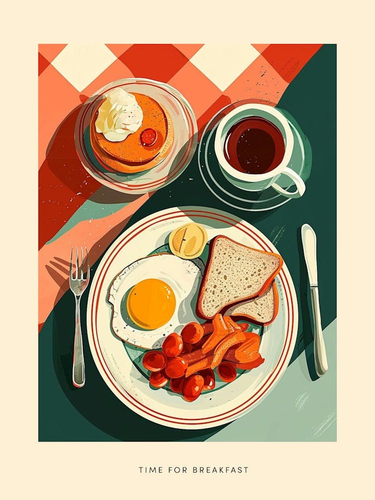 Time For Breakfast Art Deco Poster