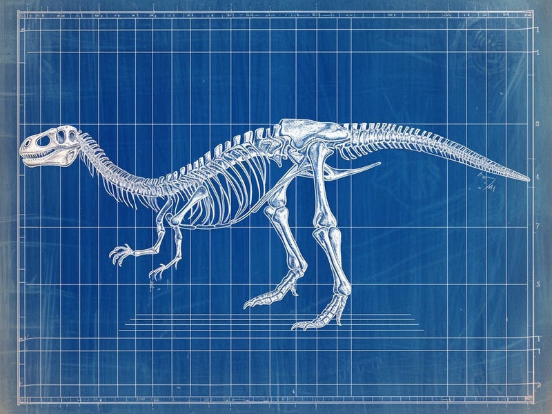 Gallimimus Skeleton Hand Drawn Blueprint 3