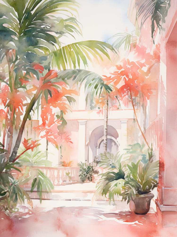 Watercolor Painting Of Playa Paraiso, Tulum Mexico 2