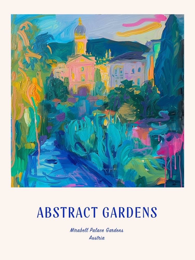 Colourful Gardens Mirabell Palace Gardens Austria 1 Blue Poster