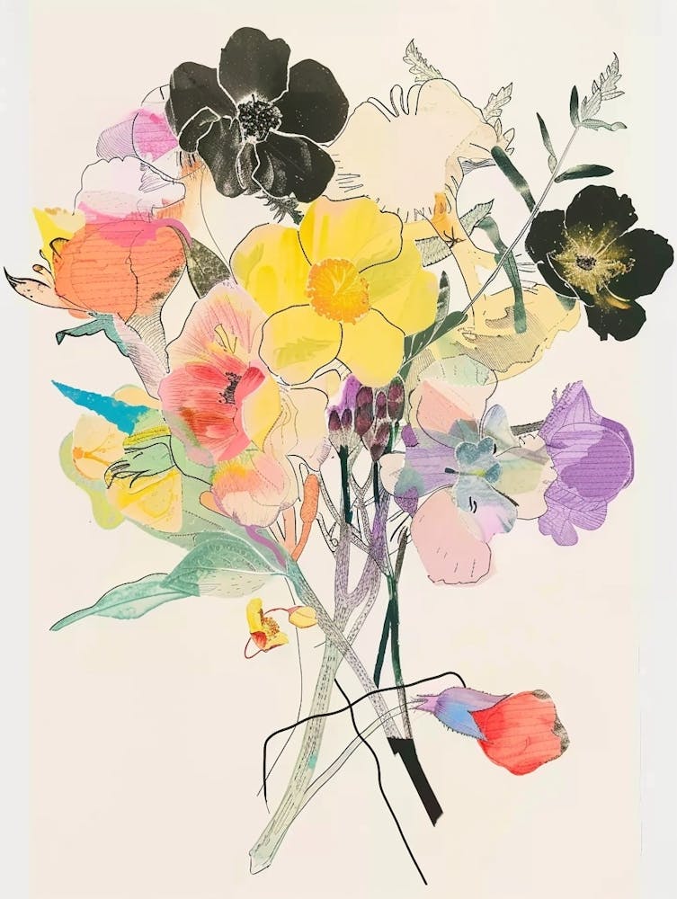 Evening Primrose 1 Collage Flower Bouquet