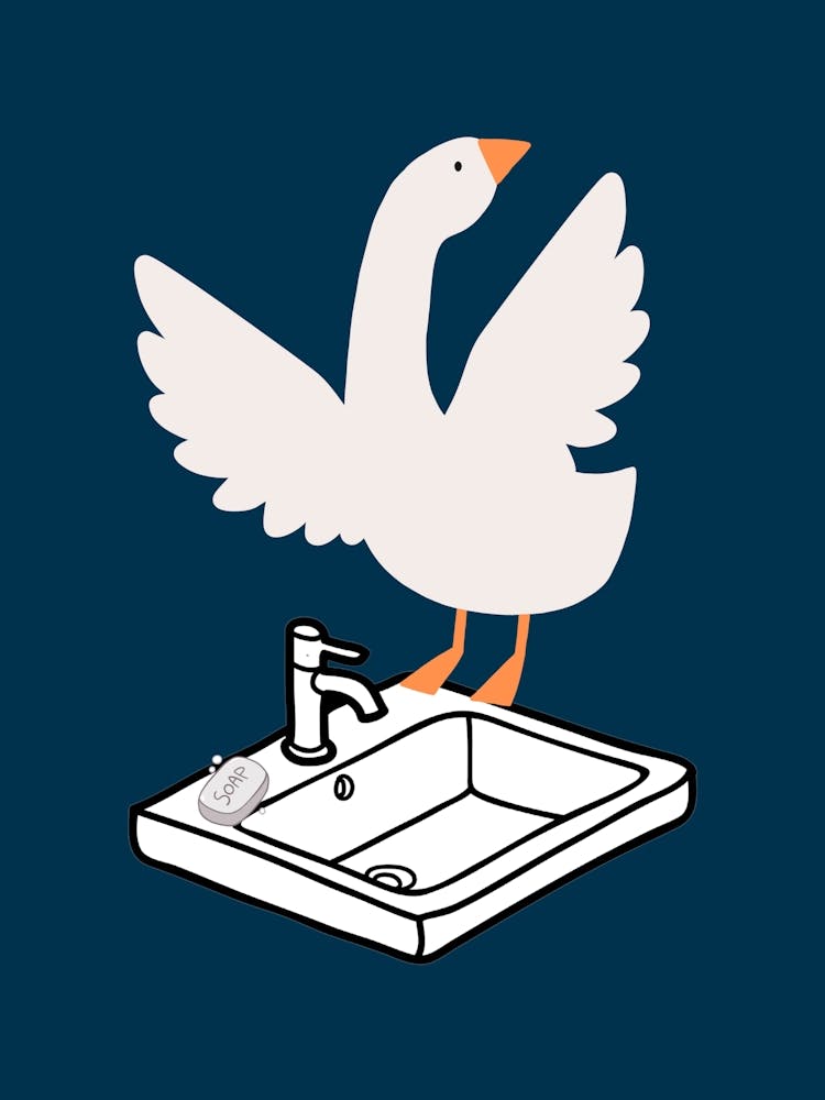 Silly Goose on Sink Navy