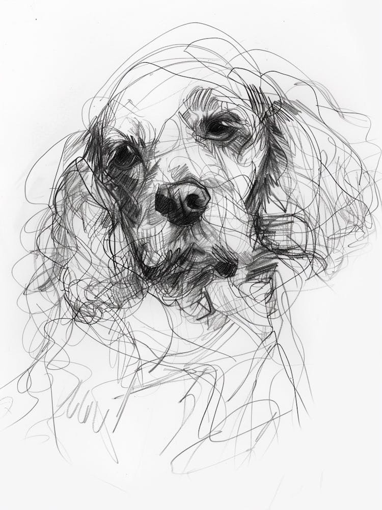 Cocker Spaniel Hund Kohlezeichnung 4