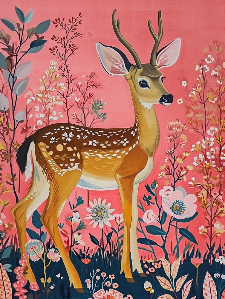 Floral Animal Painting Deer 2
