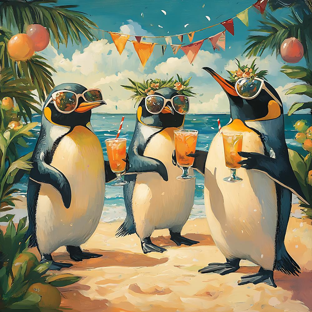 Tropical Penguin Beach Party Fun 6
