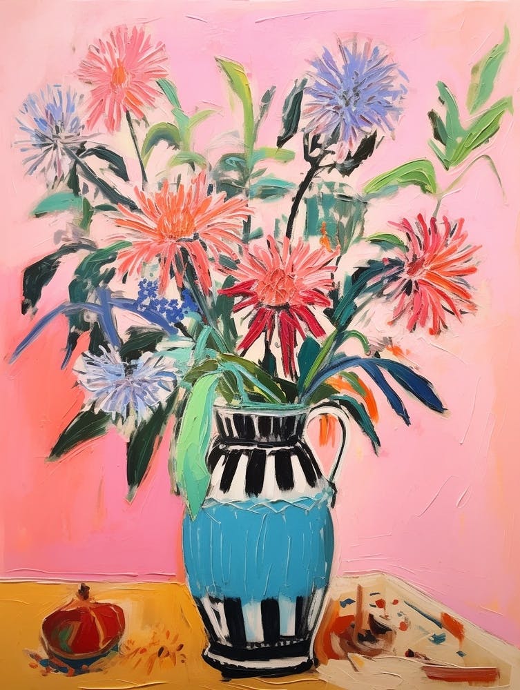 Flower Painting Fauvist Style Bee Balm 3