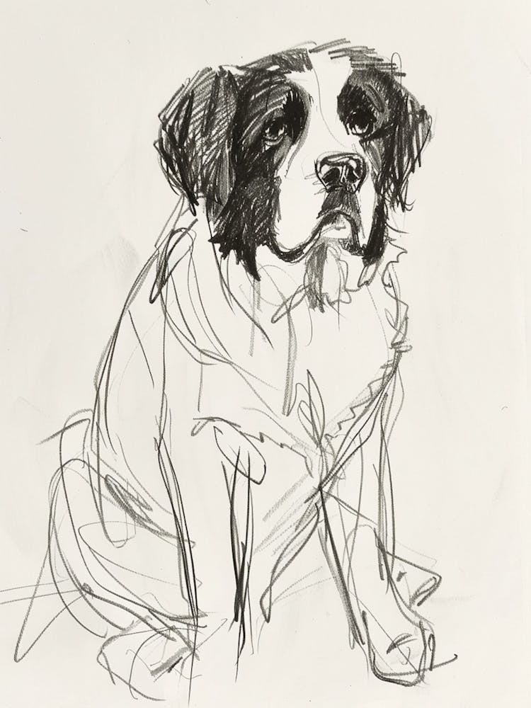 St Bernard Dog Charcoal Line 3