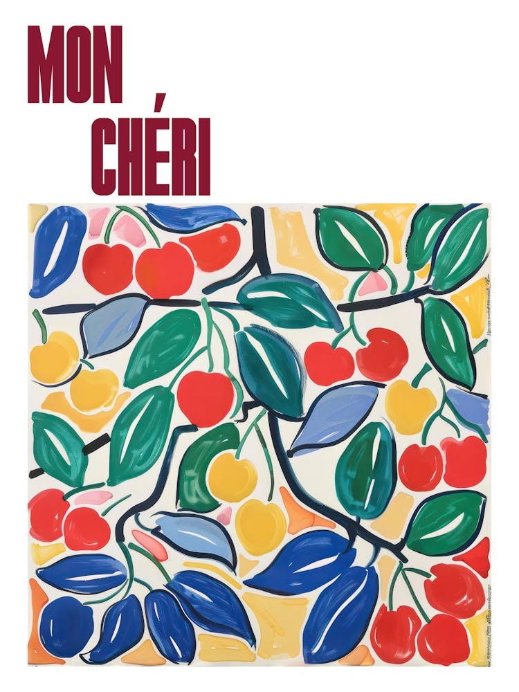 Mon Cheri Poster Cherries Matisse Style 3