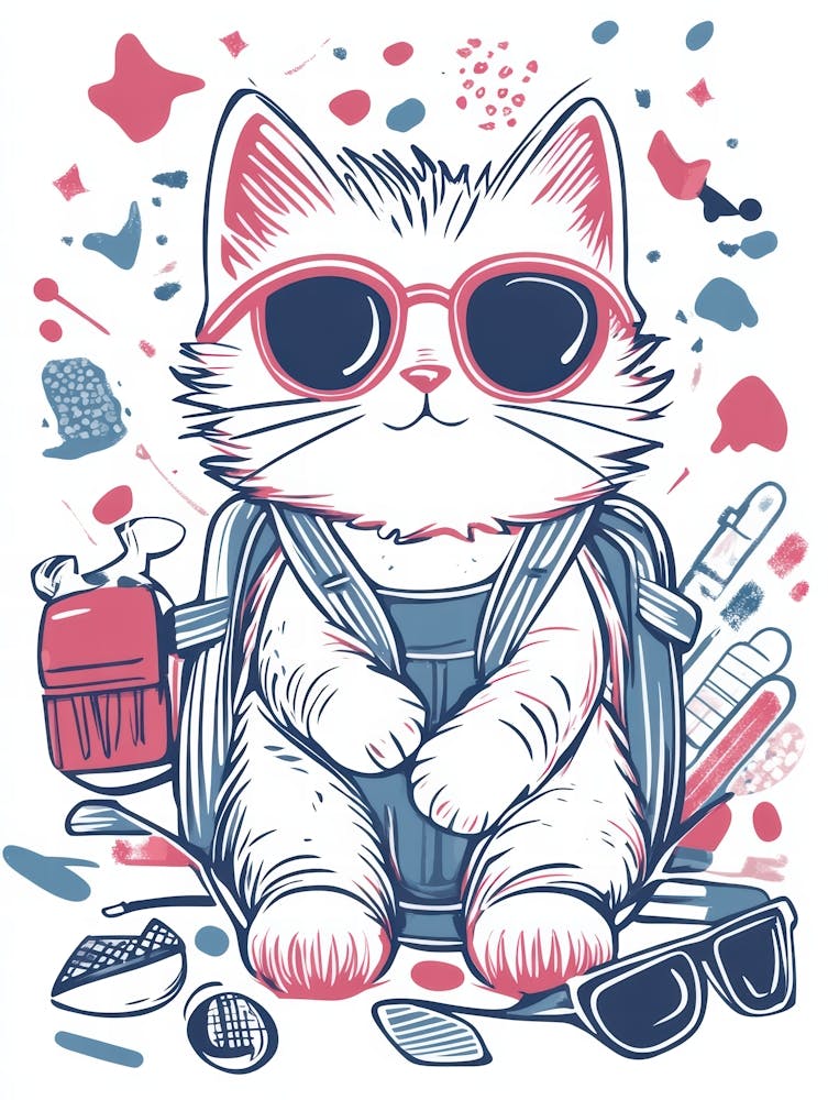 Cute Cat In Sunglasses.Generated AI. Wall 1
