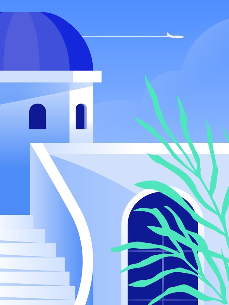 Santorini Island. Boho travel art. Santorini, Greece poster — boho travel poster