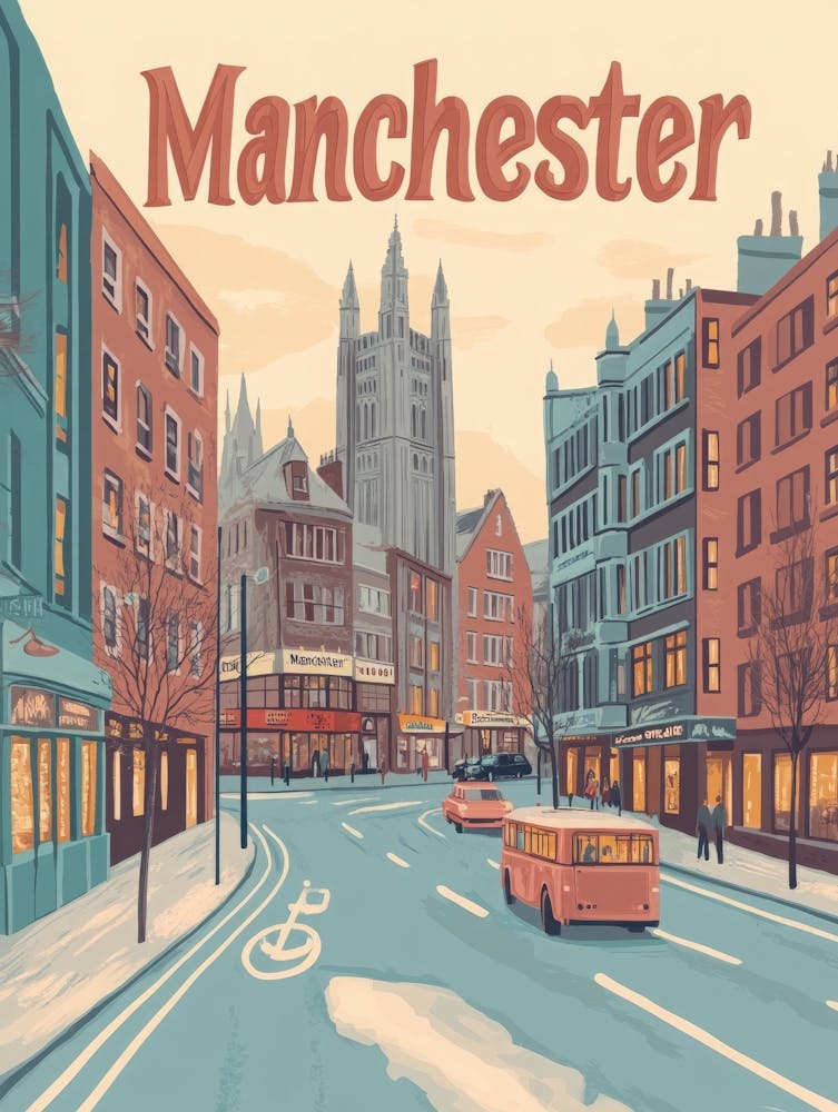 Aihrgdesign A Classic 1960s Travel Poster For Manchester 1