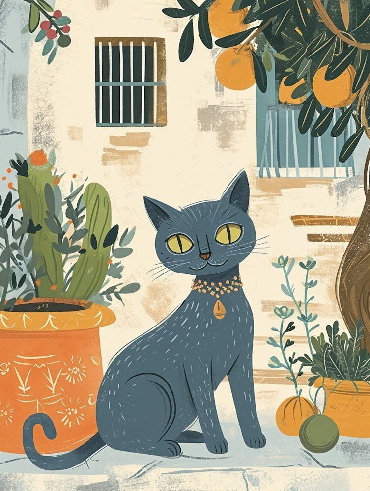 Russian Blue Storybook Illustration 1