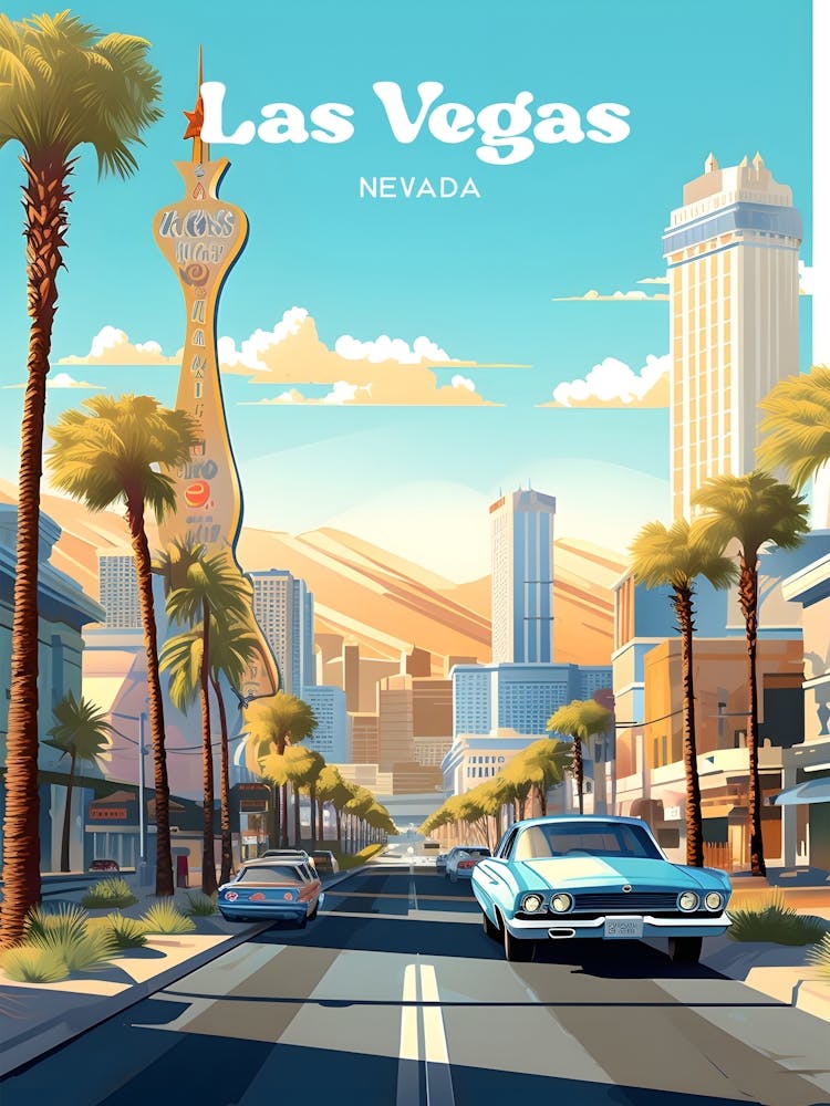 Las Vegas Nevada Elvis Chapel Modern Travel Illustration