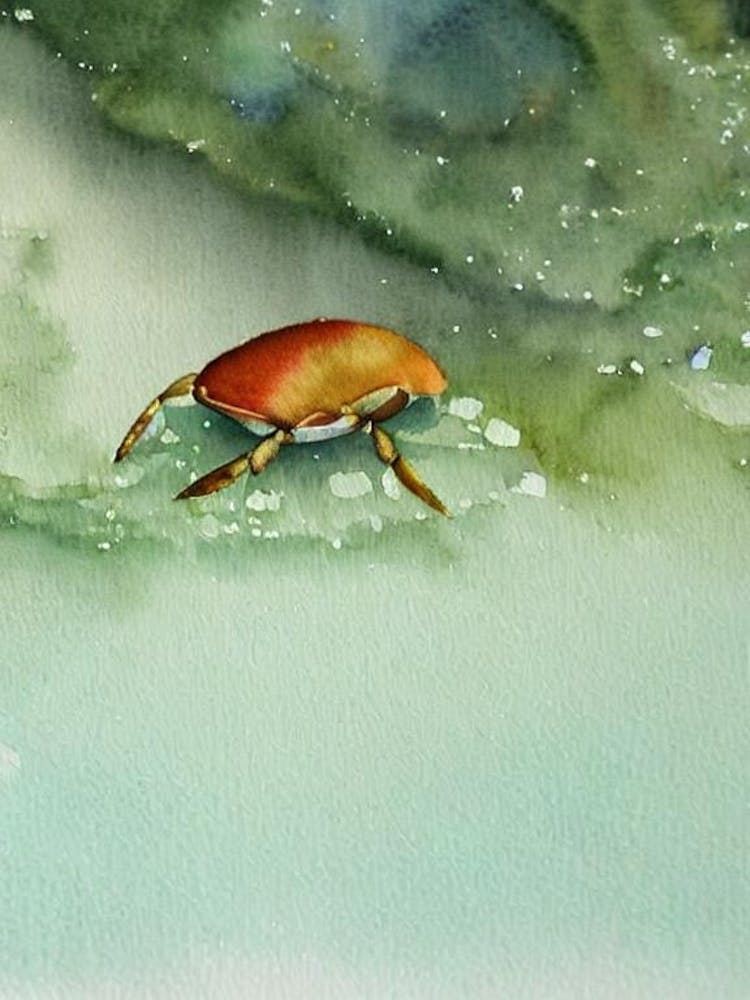 Aquarelle Crabe Velours Style Livre de Contes