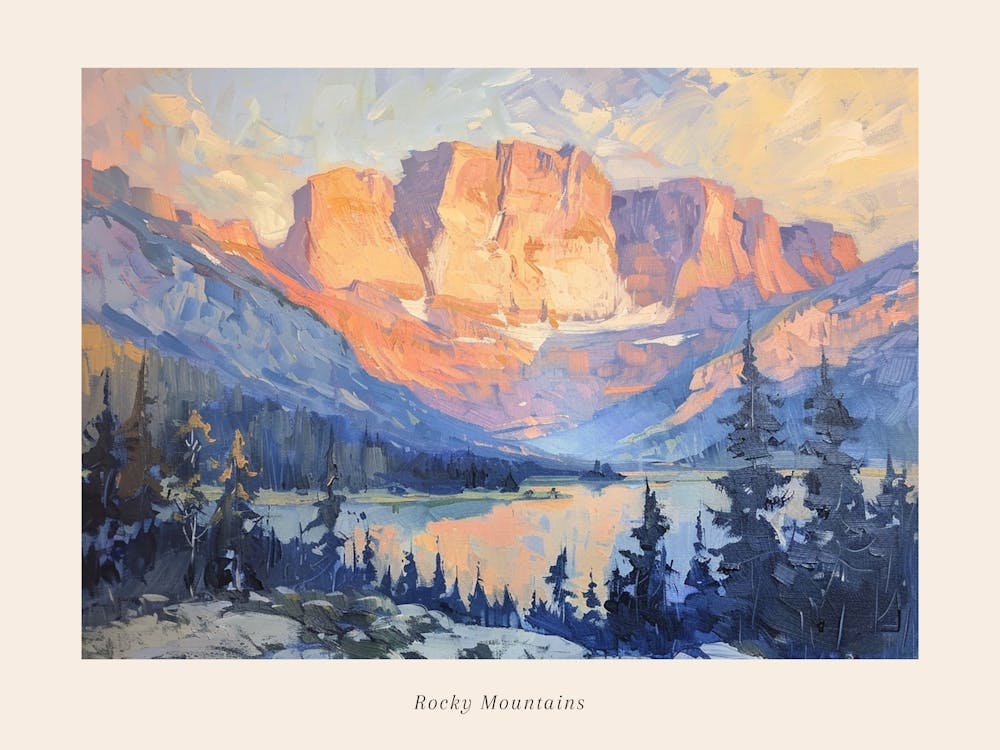 Western Sunset Landscapes Rocky Mountains 6 Poster