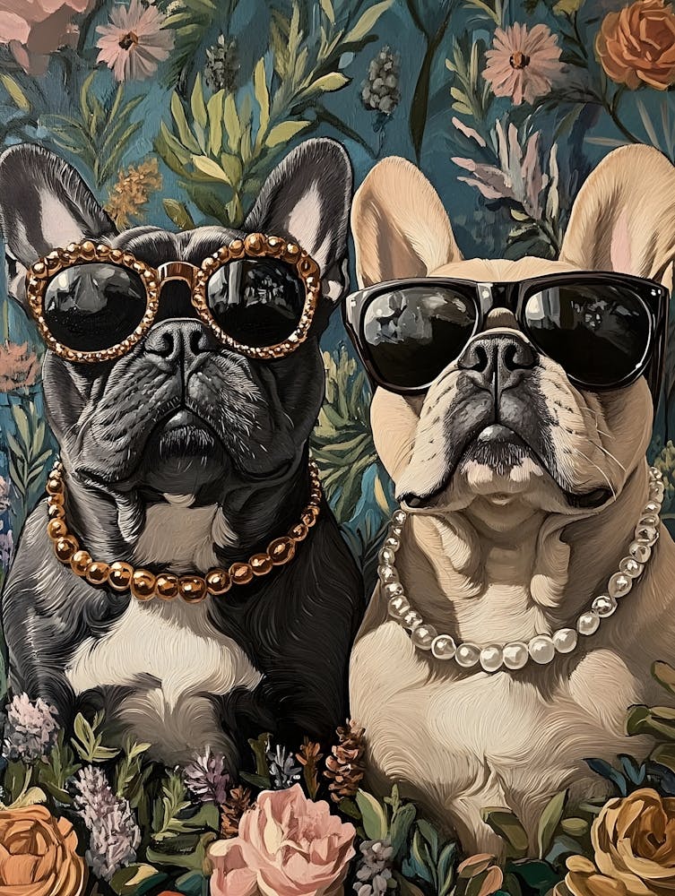 French Bulldogs And Flowers 3