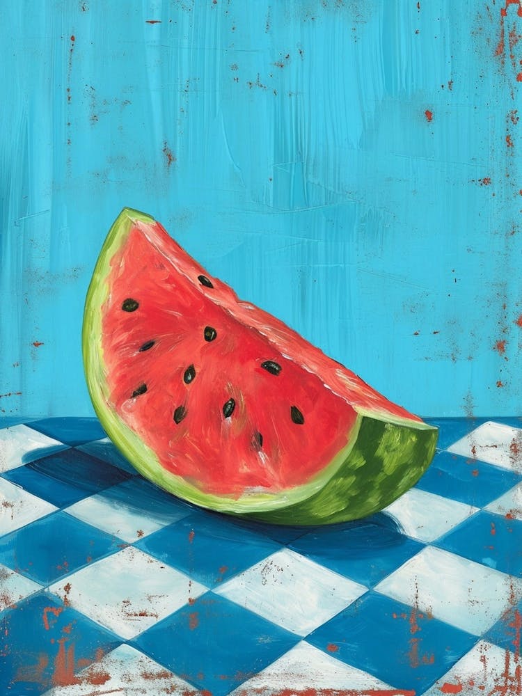 Watermelon Blue Checkerboard 2
