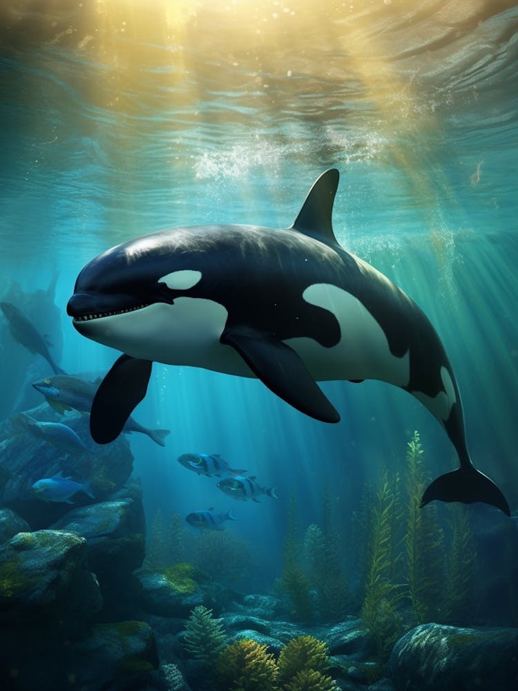 Orca Whale In The Clear Ocean