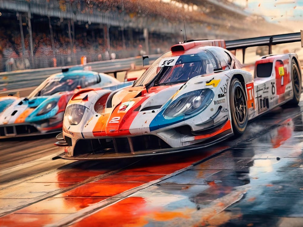 Two Racing Cars On A Track