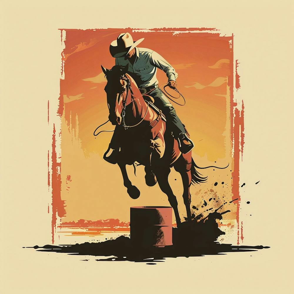 Cowboy Jumping Barrel