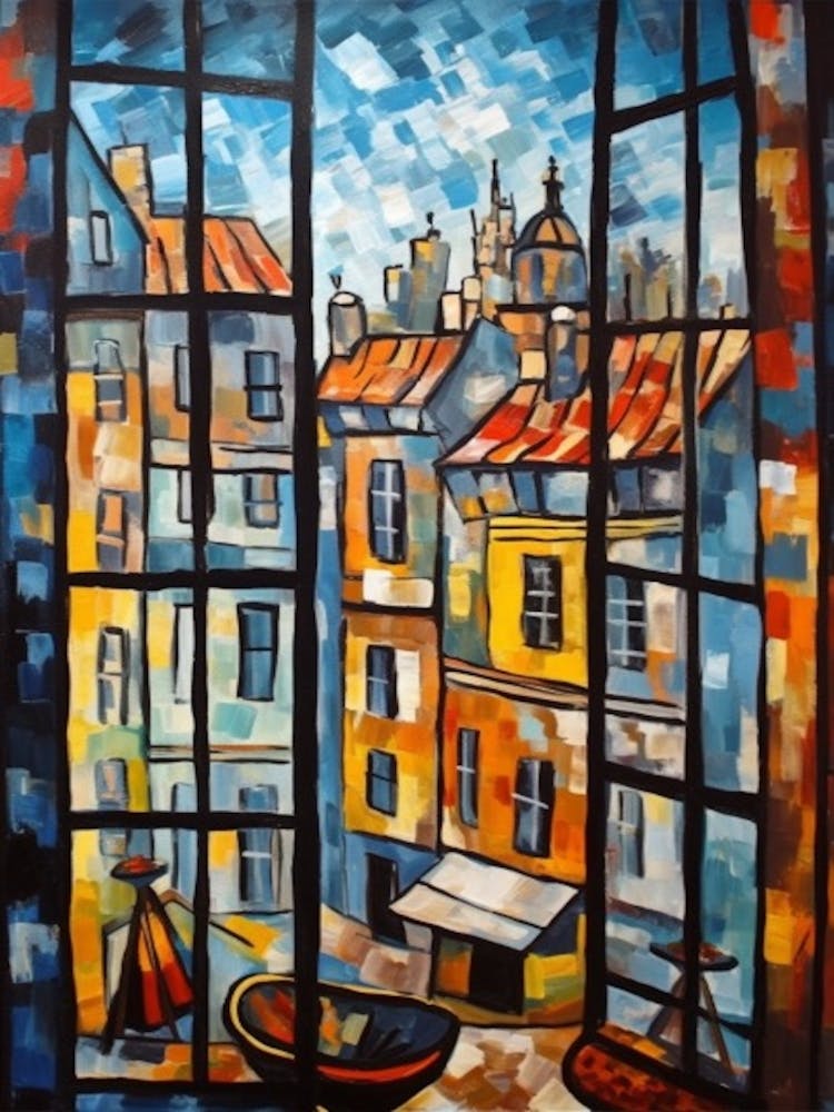 Window View Of Copenhagen Denmark In The Style Of Cubism 2